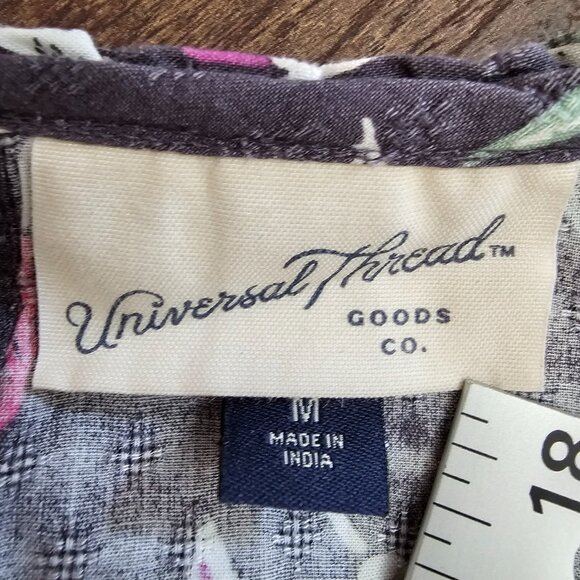 Universal Thread Floral Ruffled Flutter Sleeve Sleeveless A-Line Maxi Dress, M - Picture 8 of 11